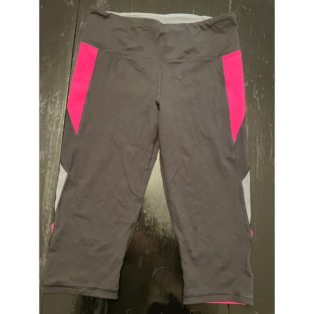 VSX Victoria Secret Sport Capri Leggings Black Pink Grey Athletic Womens Size M